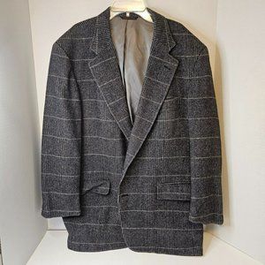 Cricketeer Hart Albin Plaid Gray 100% Wool Blazer Jacket Men 2 Button